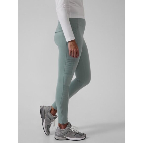 ATHLETA Delancey Moto Tight Bali Green High Rise Ankle Leggings, Size S - Picture 2 of 14
